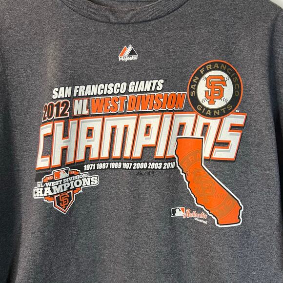 Authentic Majestic Giants Men's Gray 2012 Tee Shirt Size XL - Picture 3 of 4